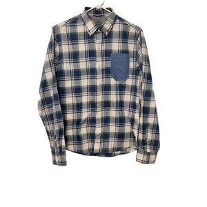 IZOD Saltwater Plaid Shirt Relaxed Classics Button Down Pocket Mens Medium
